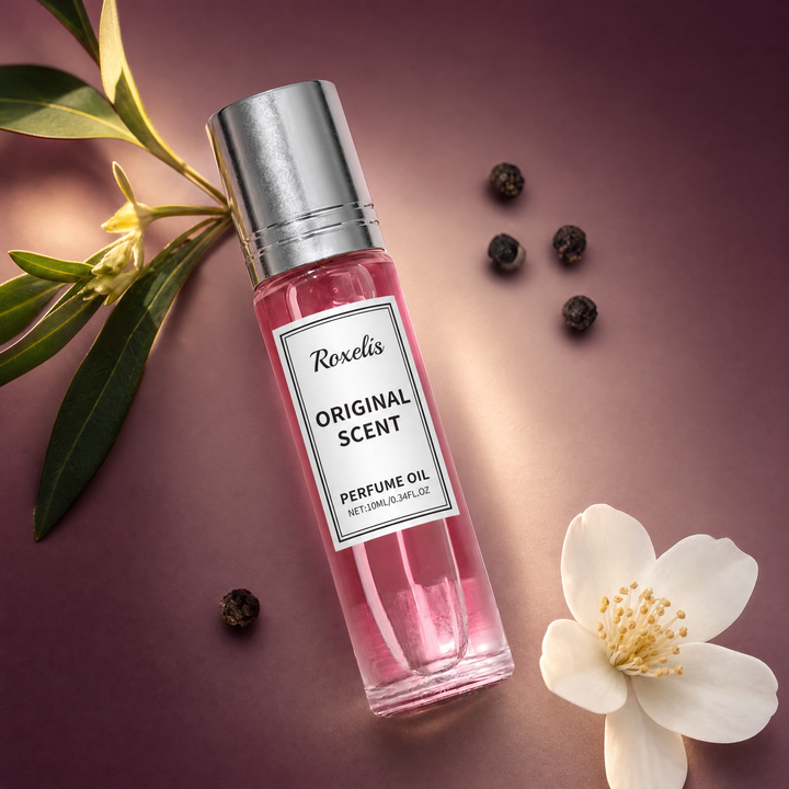 Roxelis Original pheromone roll-on perfume oil — soft white florals over clean musk